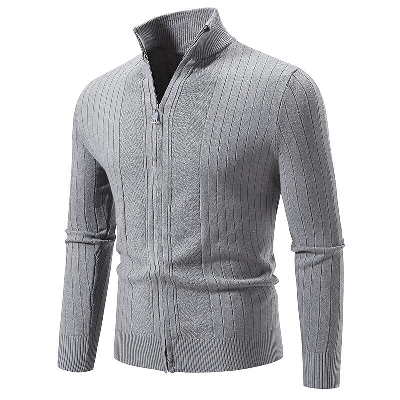 Herren Strickpullover mit modernem Reißverschluss und Rippenstruktur Krohn-e