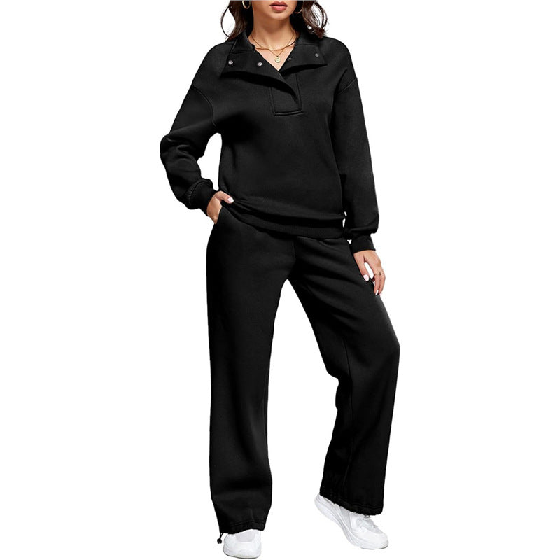 Damen Bequemes Freizeit-Set mit Stehkragen und weiten Hosen Krohn-e