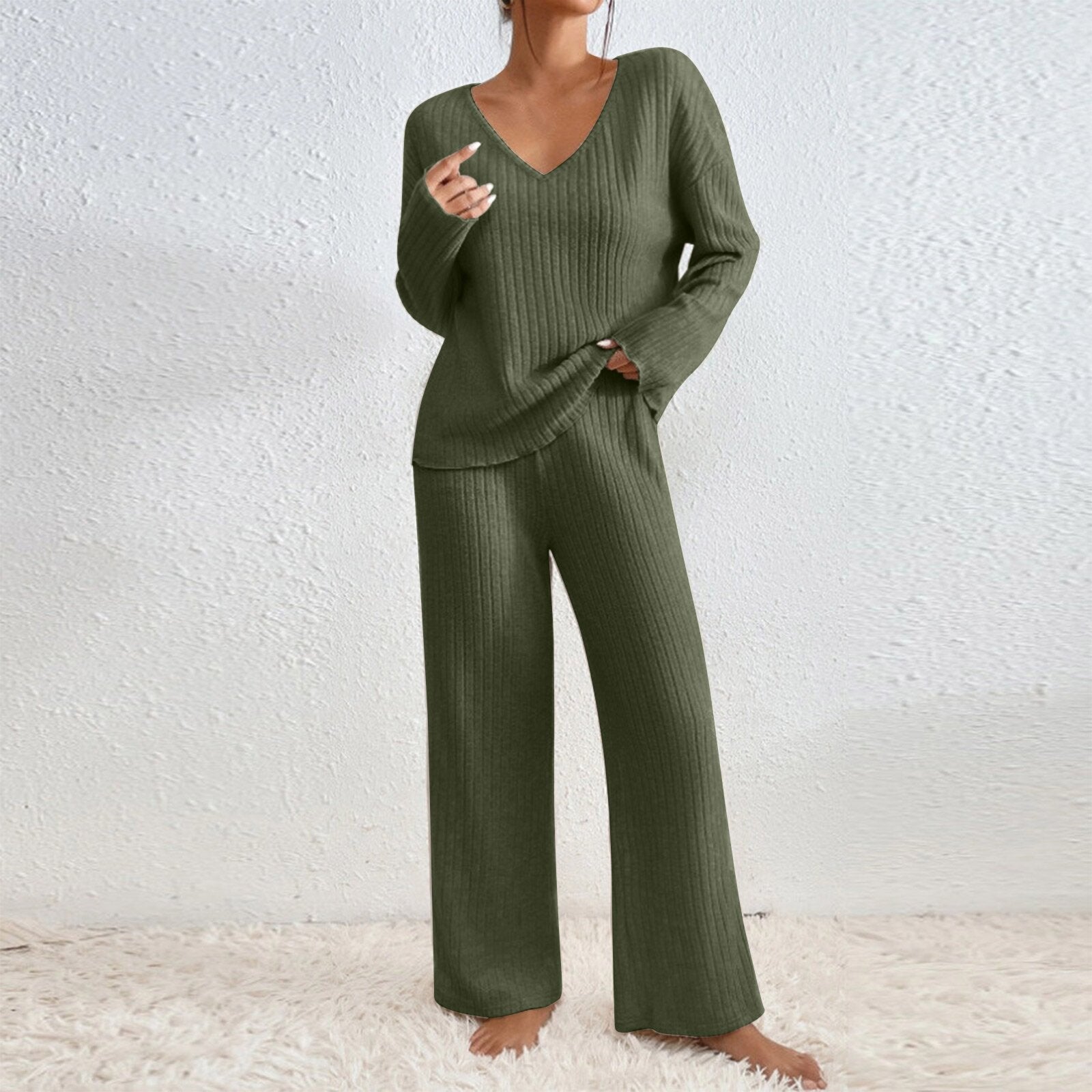 Damen Lässiges Strick-Loungewear-Set Krohn-e