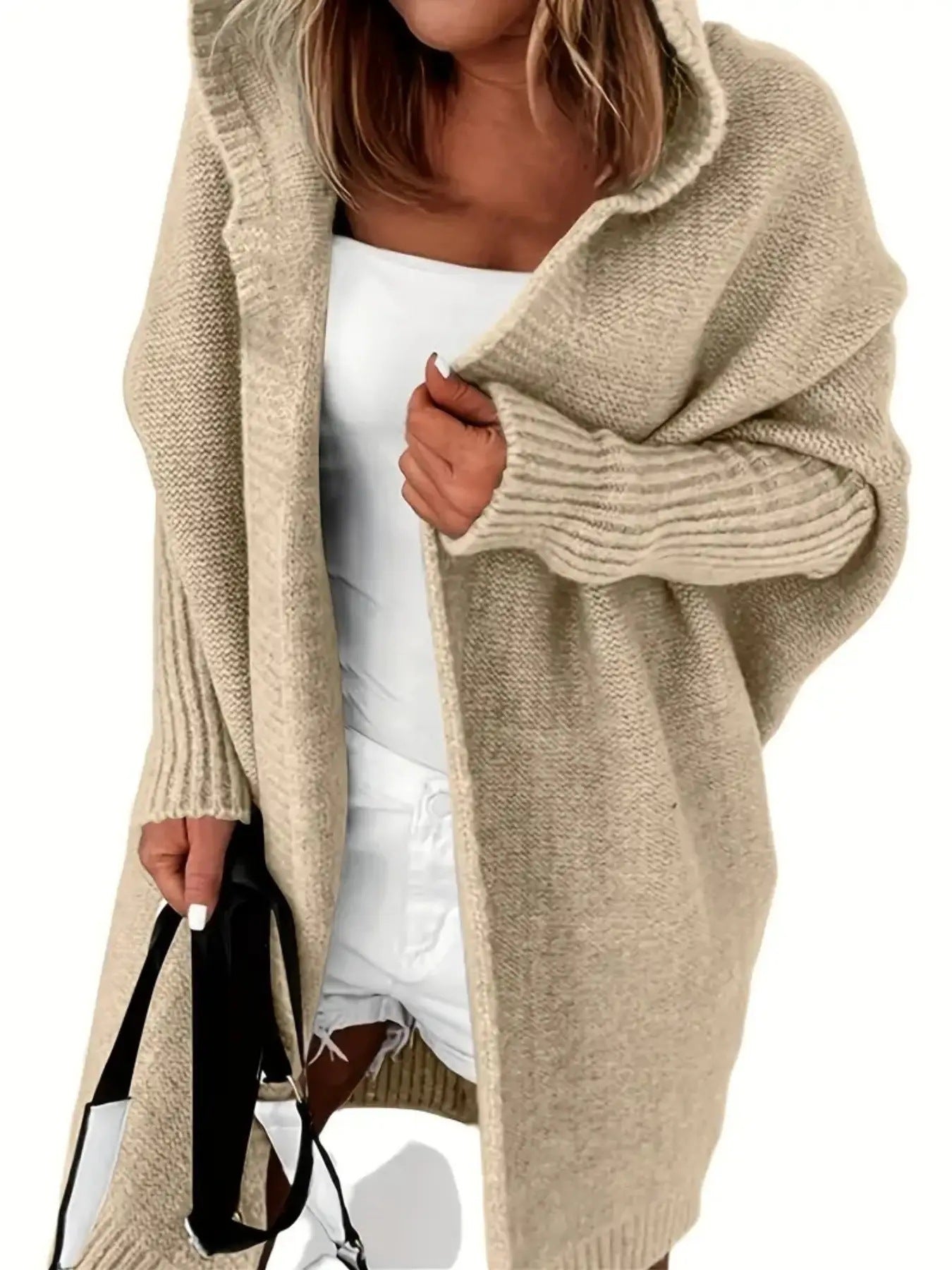 Damen Kuschelige Strickjacke mit Kapuzen und weit geschnittenem Design Krohn-e