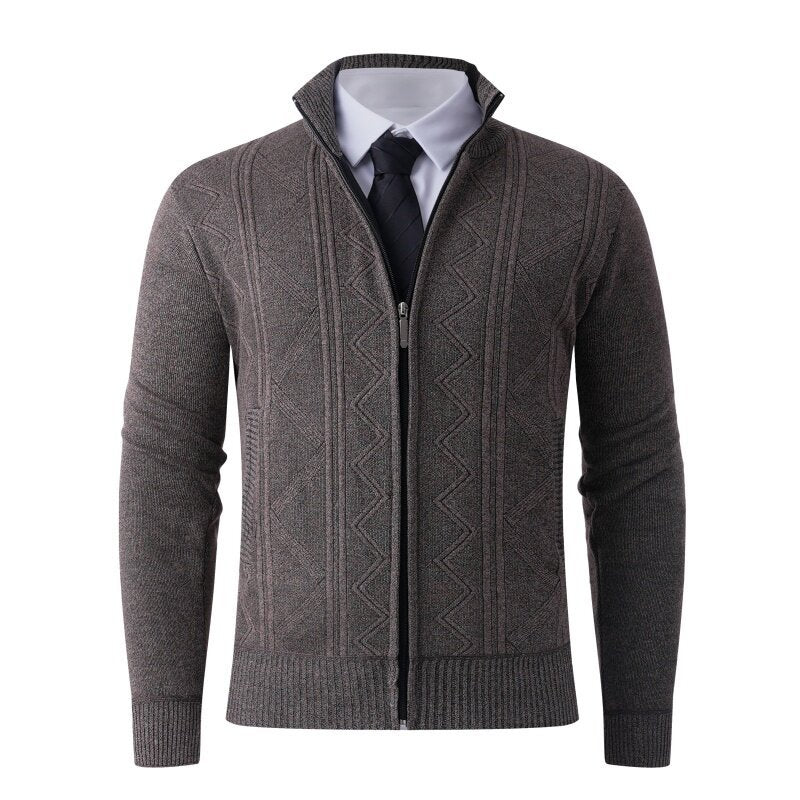 Herren Strickjacke mit modernem Zipper und eleganten Mustern Krohn-e