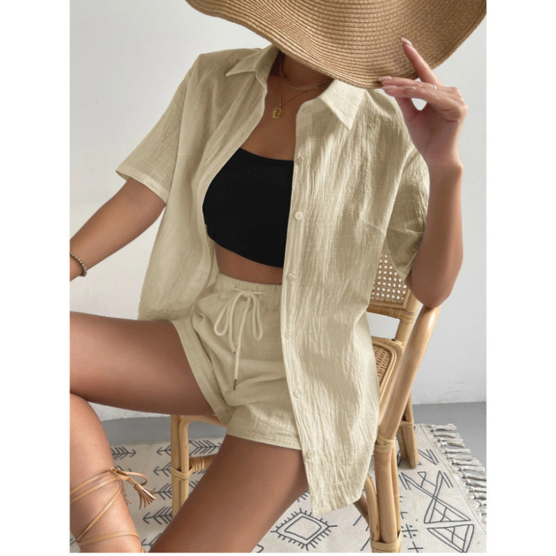 Damen Chice Loungewear-Kombination bestehend aus leichtem, atmungsaktivem Hemd und Shorts Krohn-e