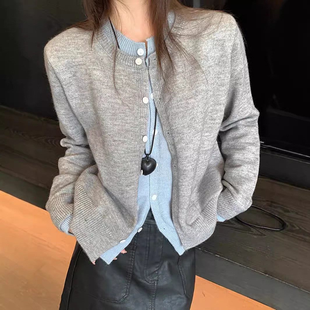 Damen Strickcardigan mit Rundhalsausschnitt und Knopfdetail Krohn-e