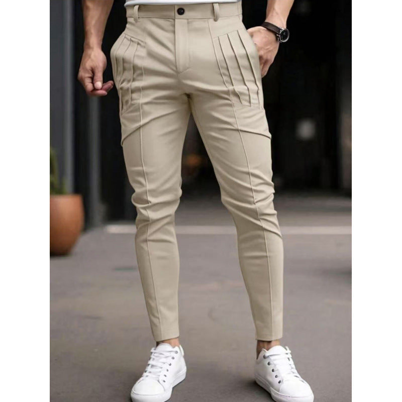 Herren stylische Slim-Fit Anzughose mit plissiertem Design Krohn-e