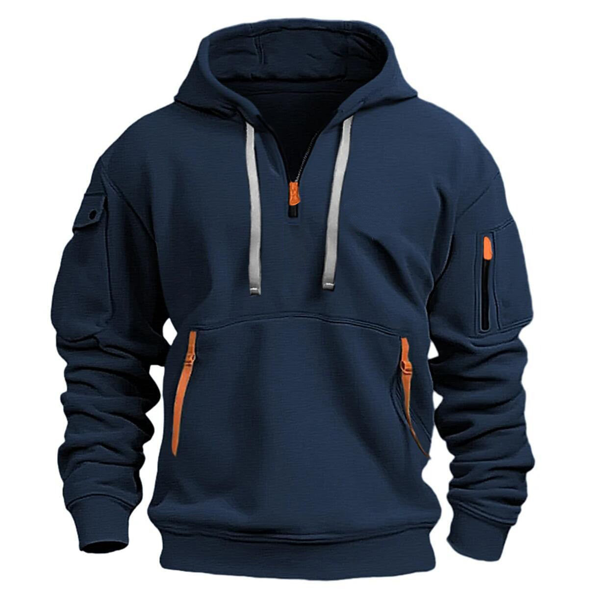 Herren funktionaler Kapuzenpullover mit modischen Reißverschlusstaschen Krohn-e