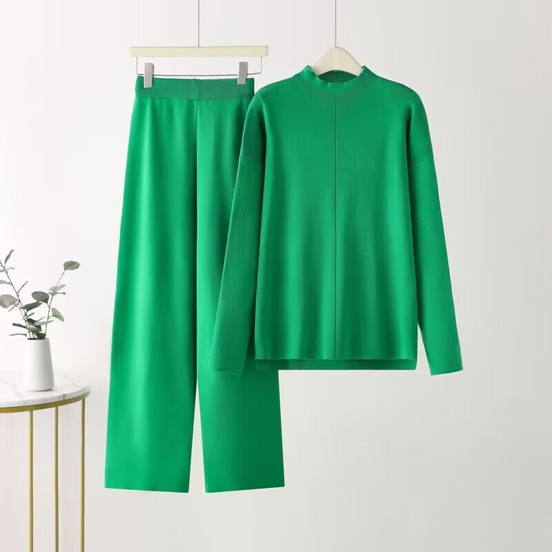 Damen elegantes Set aus langärmligem Oberteil und Palazzo-Hosen Krohn-e