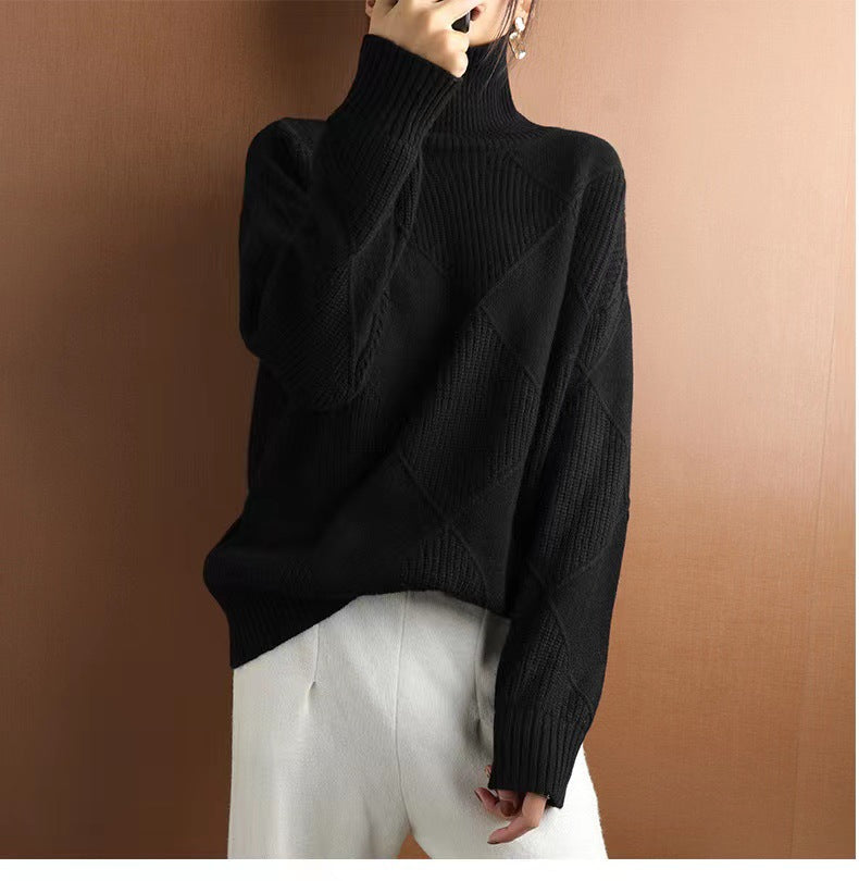 Damen Grobstrickpullover mit schickem Rollkragen und strukturiertem Muster Krohn-e