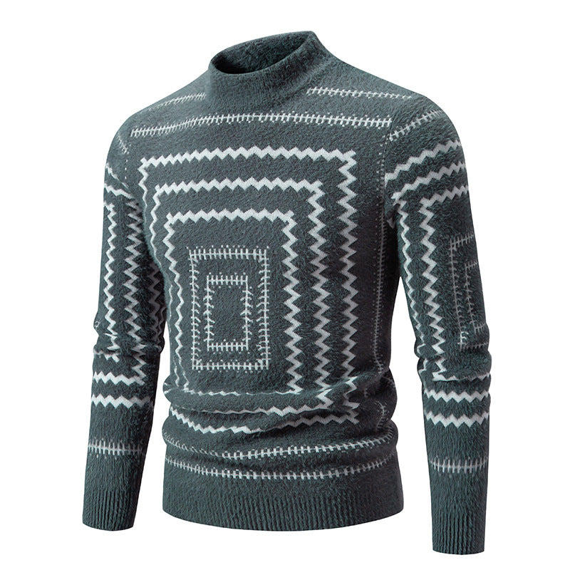 Damen Strickpullover mit geometrischem Muster und hohem Kragen Krohn-e