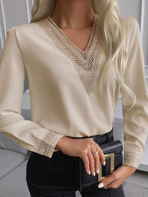 Damen elegante Bluse mit Spitzenbesatz Krohn-e