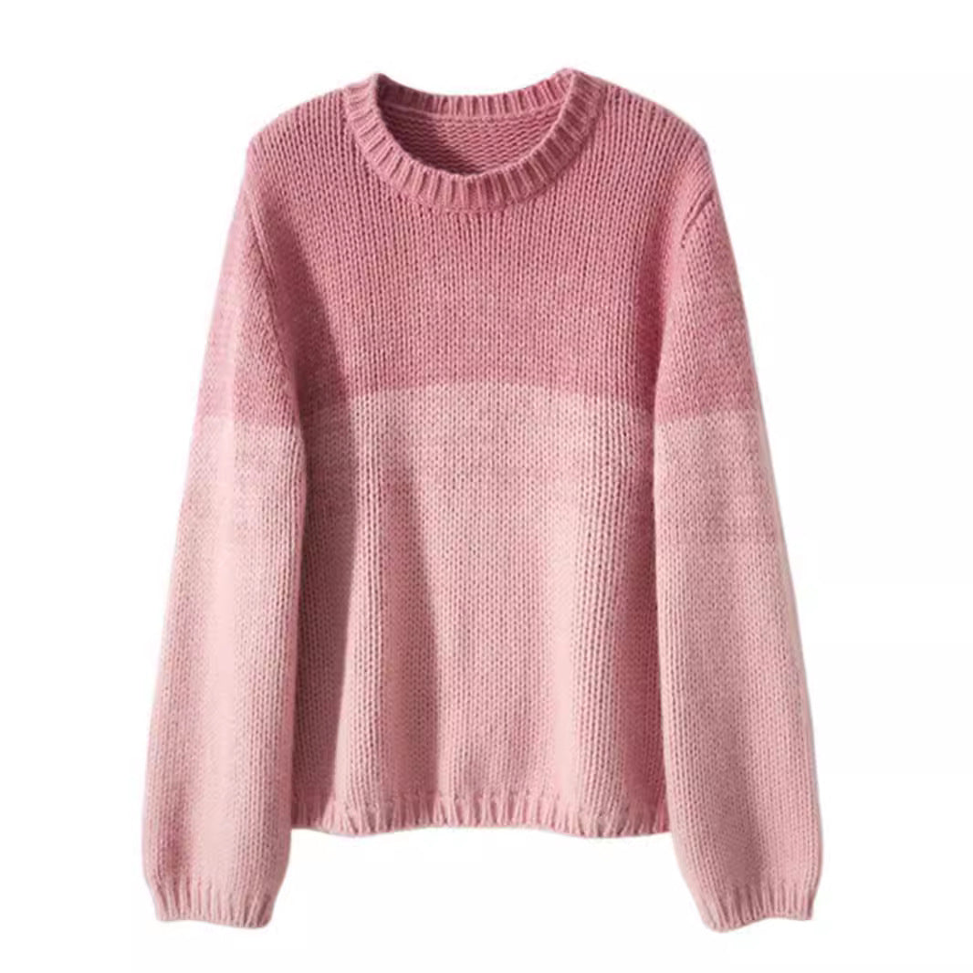 Damen Grobstrickpullover mit sanften Farbverlauf und hohem Kragen Krohn-e