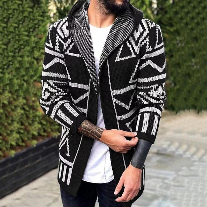 Herren Strickjacke mit kreativem Muster und offener Front Krohn-e