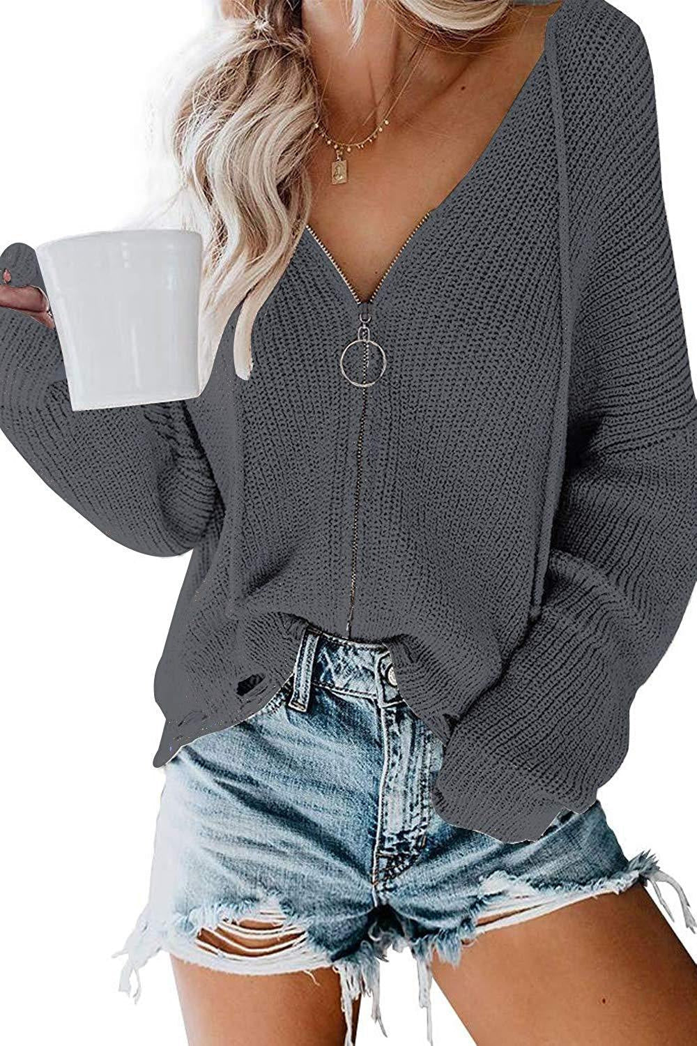 Damen Lässiger Pullover mit modernem Reißverschluss und weitem Schnitt Krohn-e