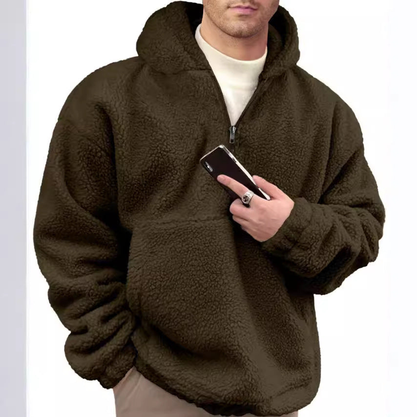 Herren kuscheliger Fleece-Pullover mit halbem Reißverschluss Krohn-e