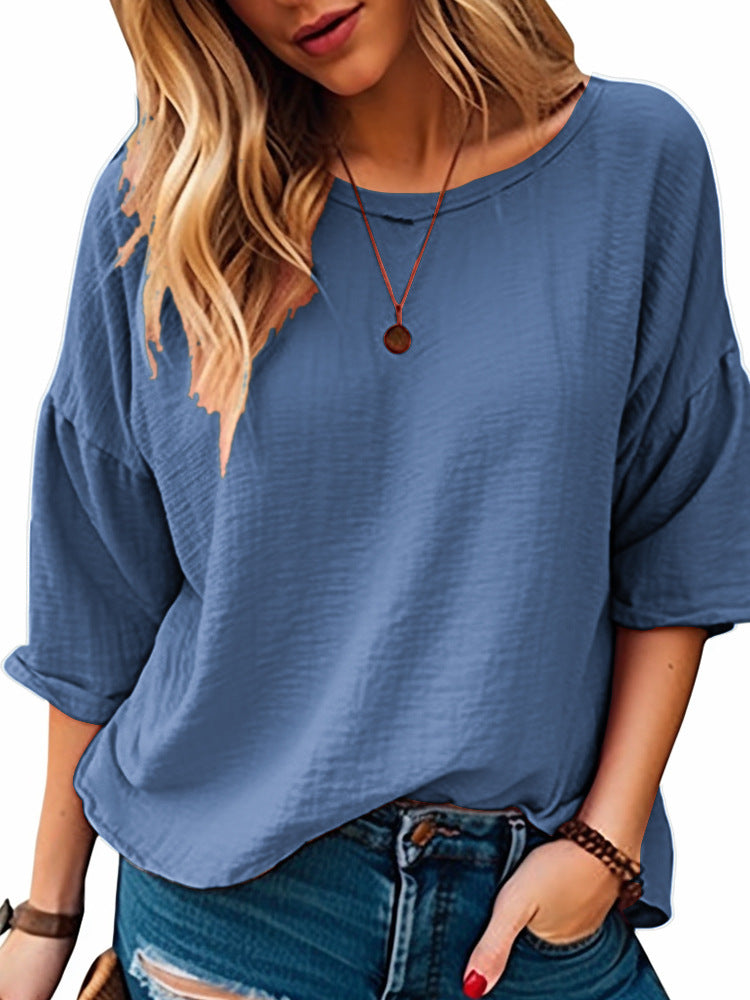 Damen lässiges Oversize-Shirt mit weitem Rundhalsausschnitt Krohn-e