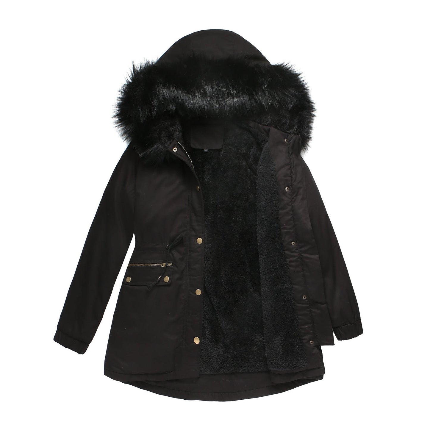 Damen warme Steppjacke mit abnehmbarem Kunstfellkragen Krohn-e