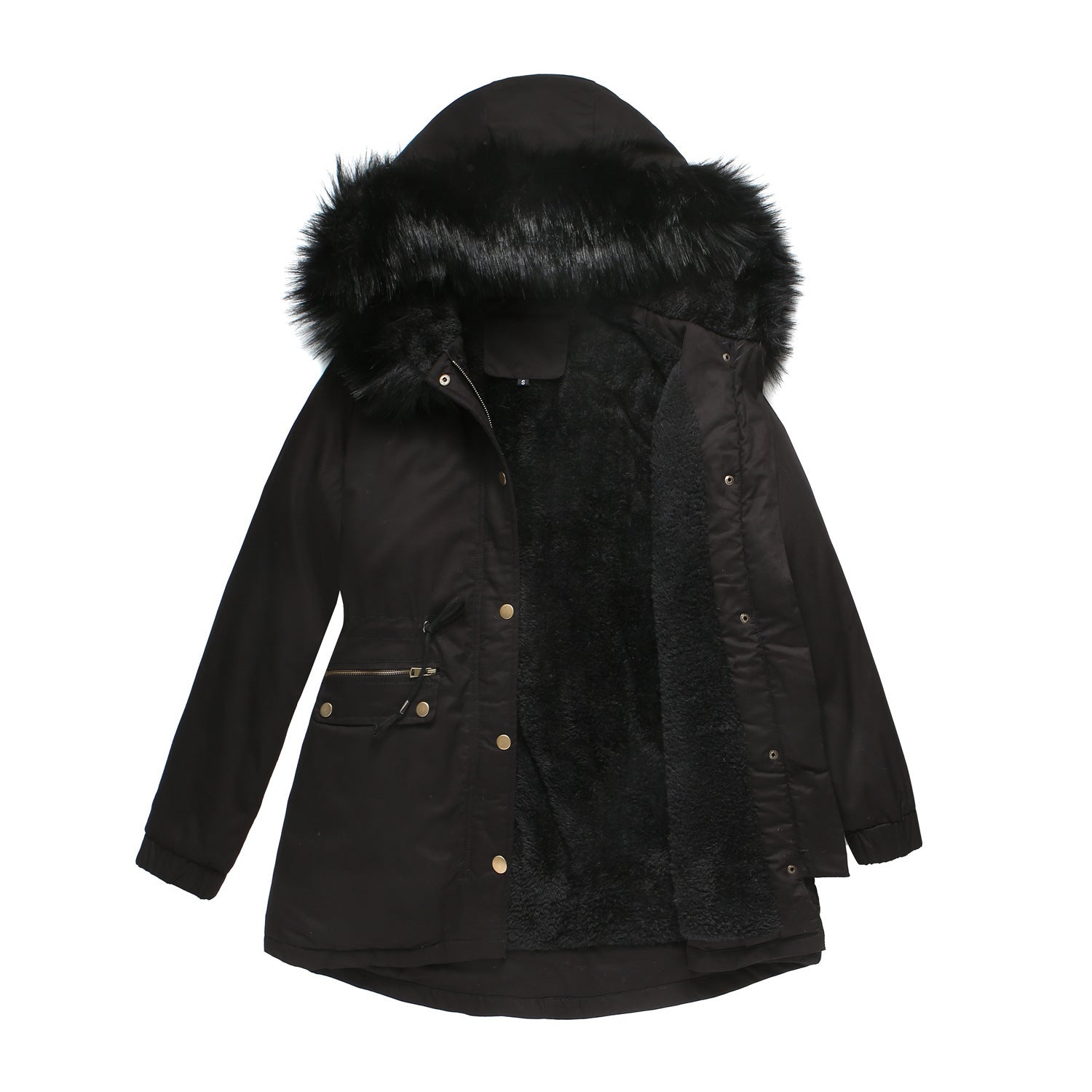 Damen warme Steppjacke mit abnehmbarem Kunstfellkragen Krohn-e