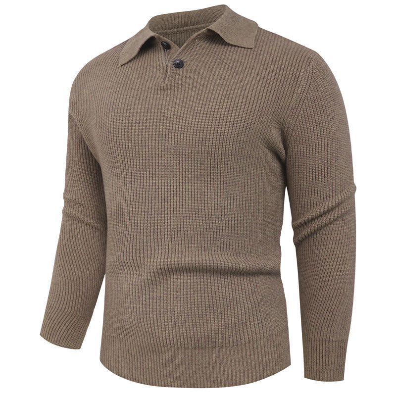 Herren Strickpullover mit modernem Polokragen und funktionalem Knopfverschluss Krohn-e