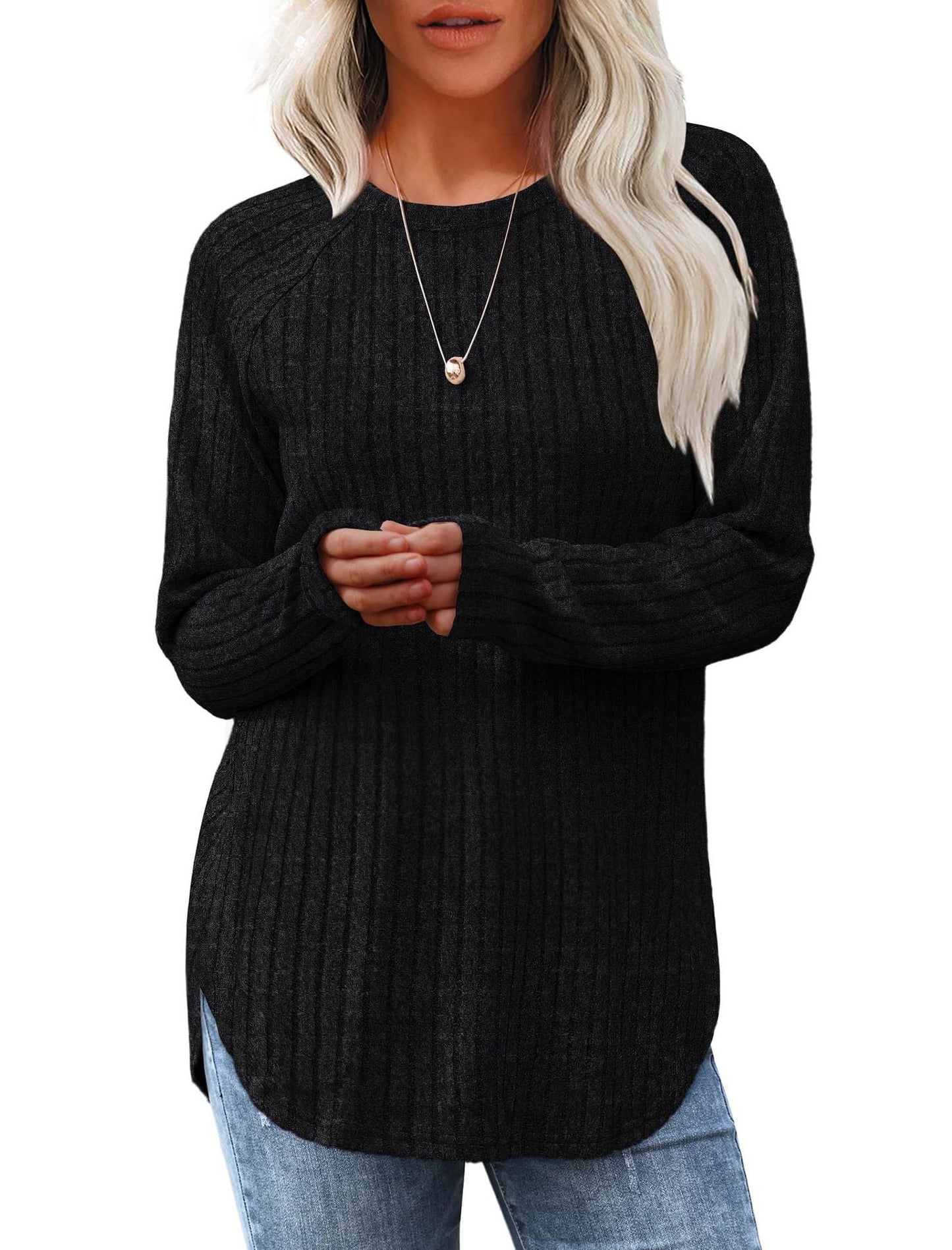 Damen weicher und lässiger Strickpullover mit Rippenmuster Krohn-e