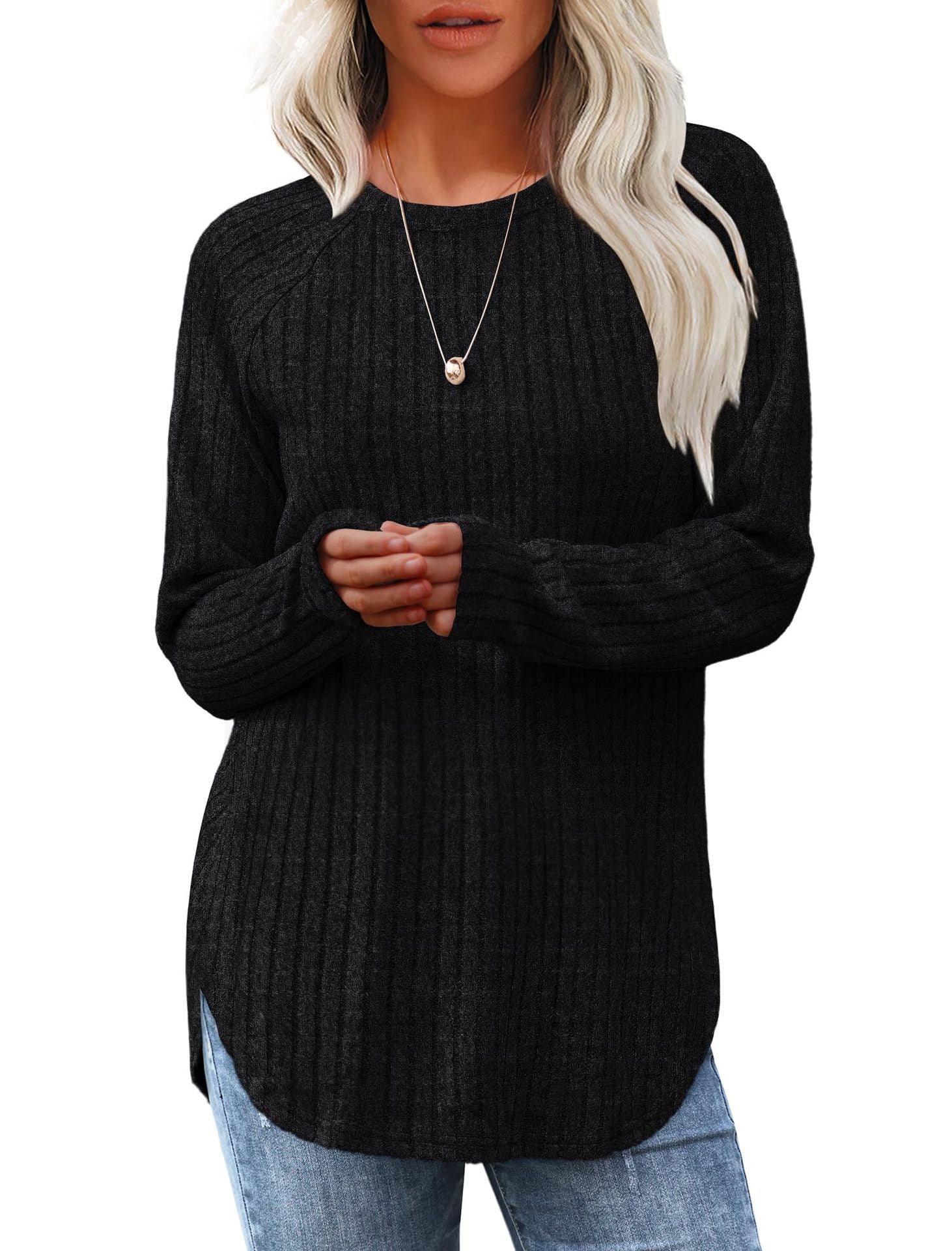 Damen weicher und lässiger Strickpullover mit Rippenmuster Krohn-e