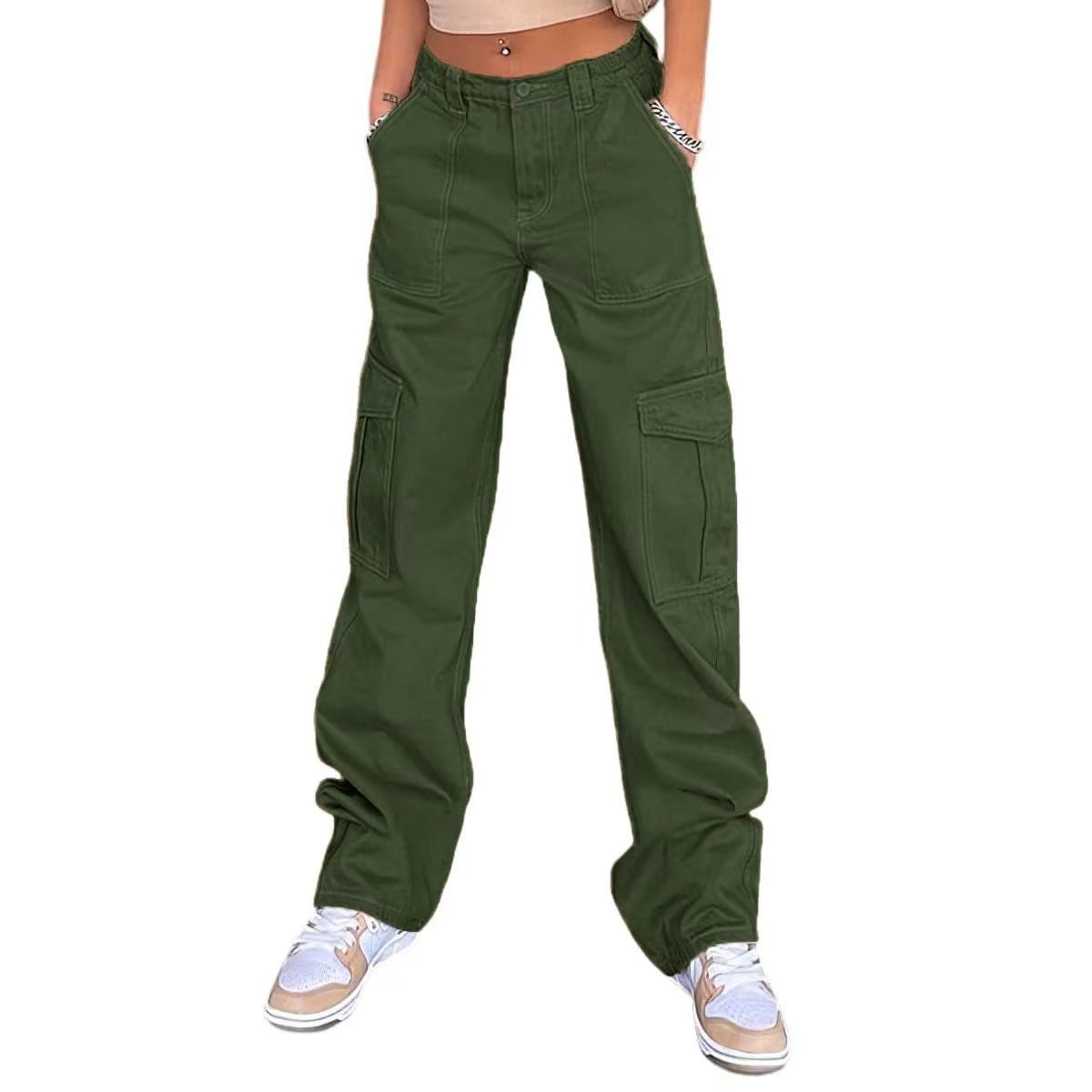 Damen Cargo-Hose mit praktischen Seitentaschen und weitem Schnitt Krohn-e