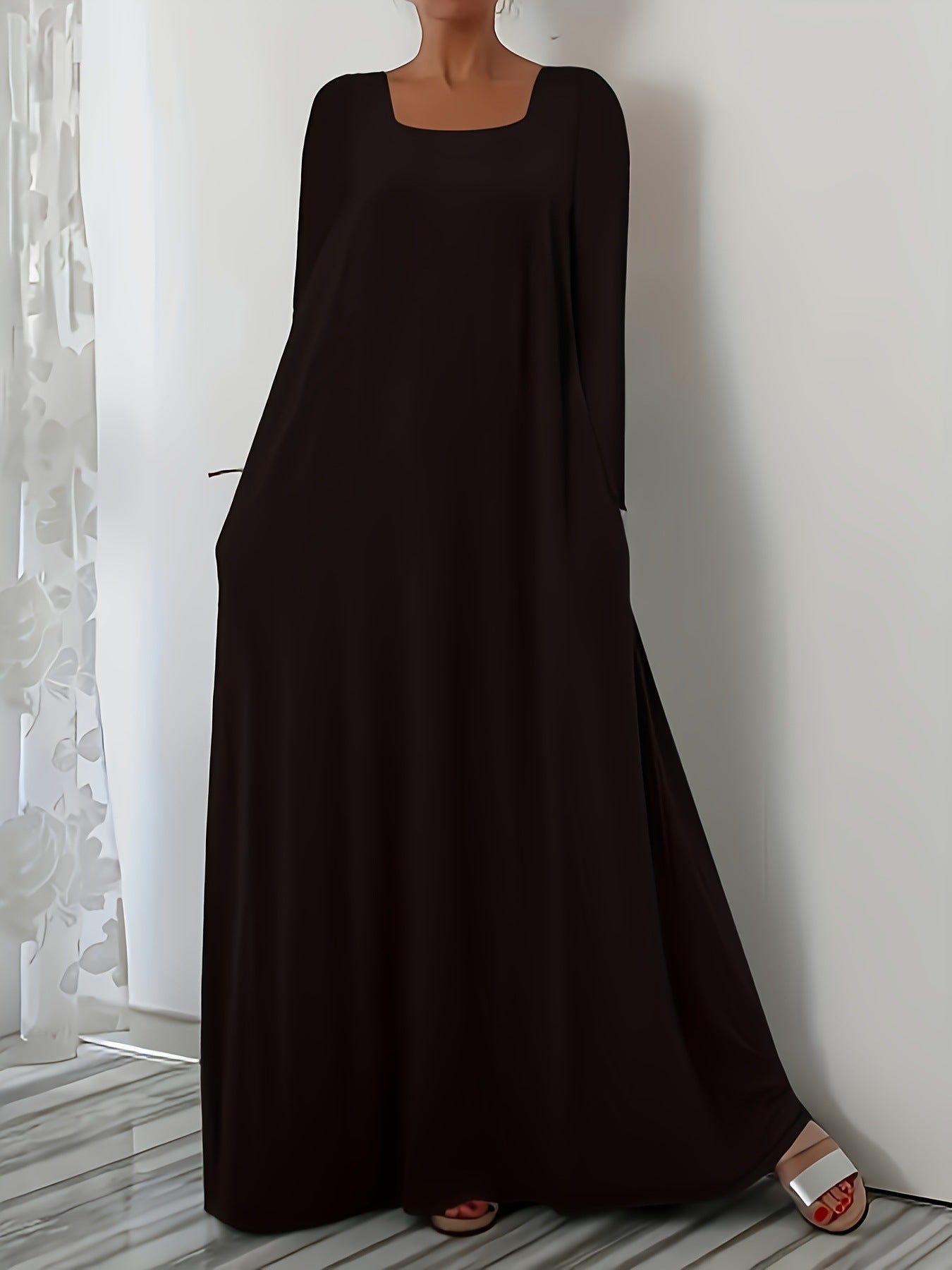 Damen Weit geschnittenes Maxikleid mit praktischen Taschen Krohn-e
