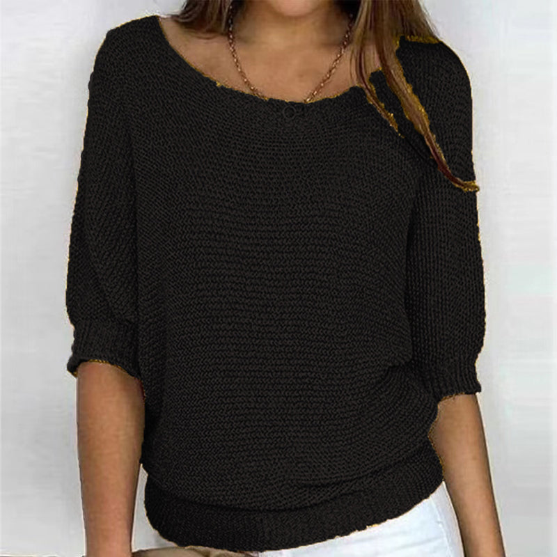 Krohn-e | Lässiger Strickpullover mit Weitem Ausschnitt Weich und Bequem Perfekt für Den Alltag
