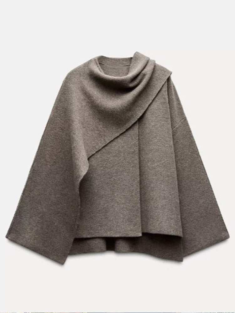 Damen Poncho aus hochwertiger Strickware mit asymmetrischem Design Krohn-e