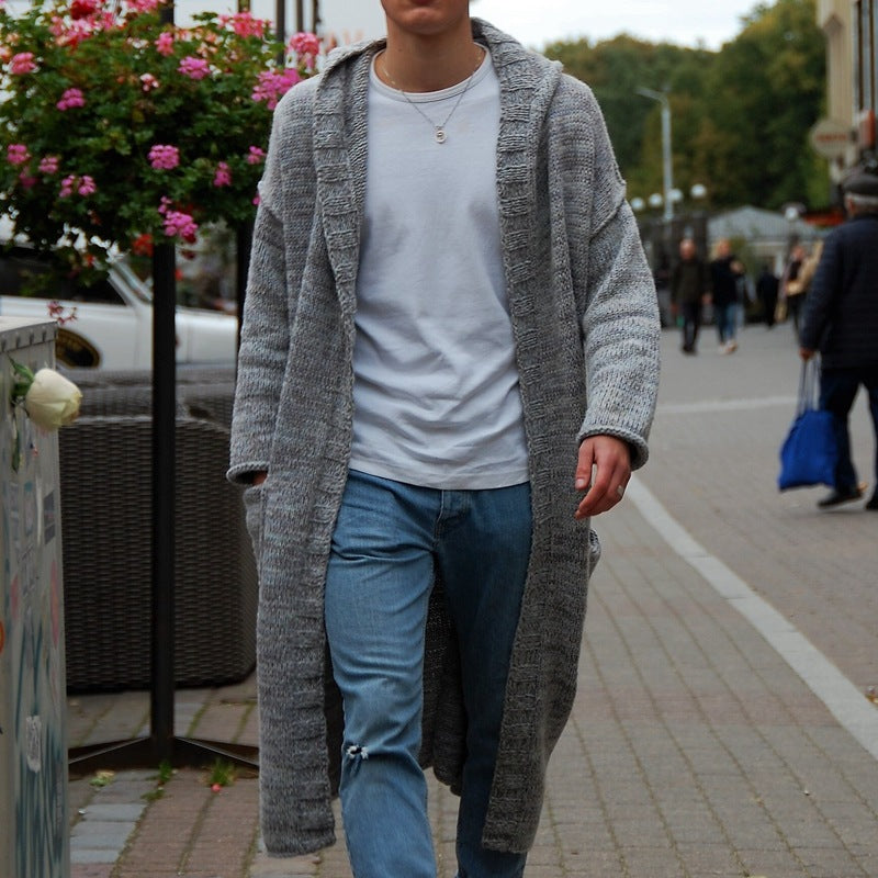 Herren Langer Strickmantel mit modernem Design und lässigen Details Krohn-e