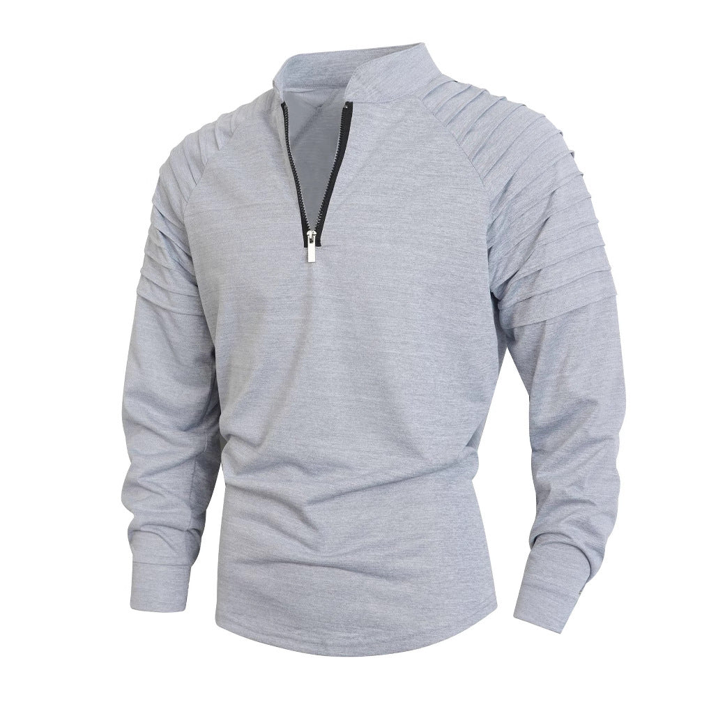 Herren Langarmshirt mit modernem Stehkragen und Reißverschluss Krohn-e