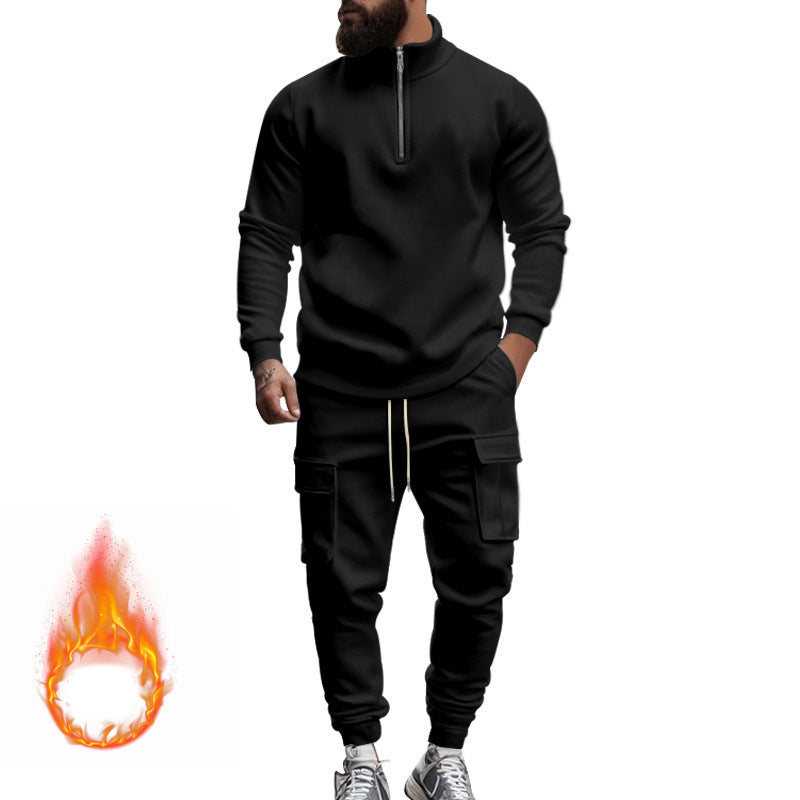 Herren Sportliches Fleece-Set mit funktionalem Reißverschluss und Cargo-Hosen Krohn-e