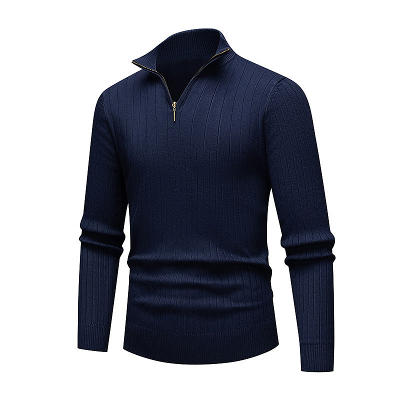 Herren hochwertiger Strickpullover mit modernem Stehkragen und Reißverschluss Krohn-e