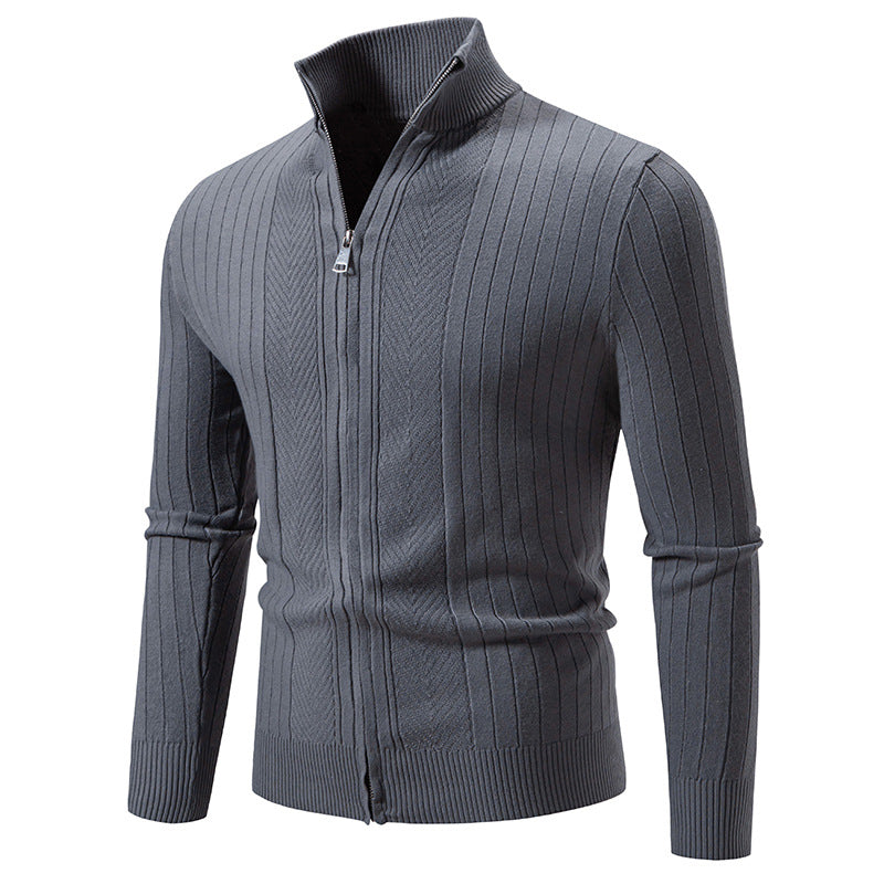 Herren Strickjacke mit modernem Reißverschluss und feiner Rippstruktur Krohn-e