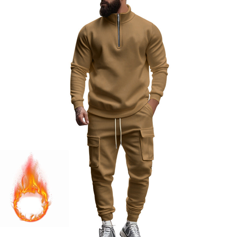 Herren Sportliches Fleece-Set mit funktionalem Reißverschluss und Cargo-Hosen Krohn-e