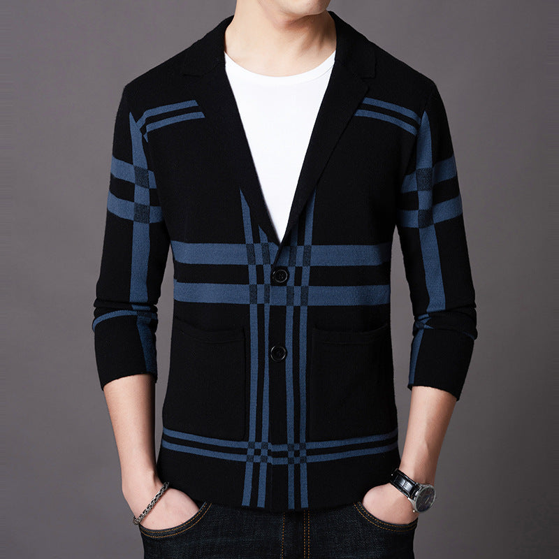 Herren eleganter Strickblazer mit modernem Karomuster Krohn-e