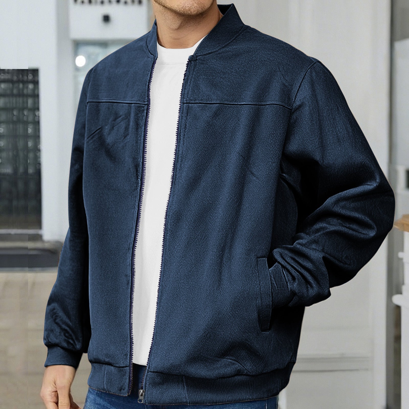 Herren moderne Bomberjacke mit bequemen Bündchen und Reißverschluss Krohn-e