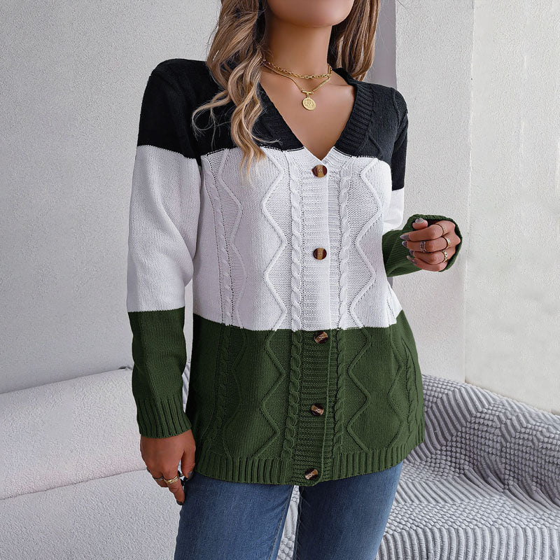 Krohn-e | Farbblock Strickjacke mit Modischem Stil