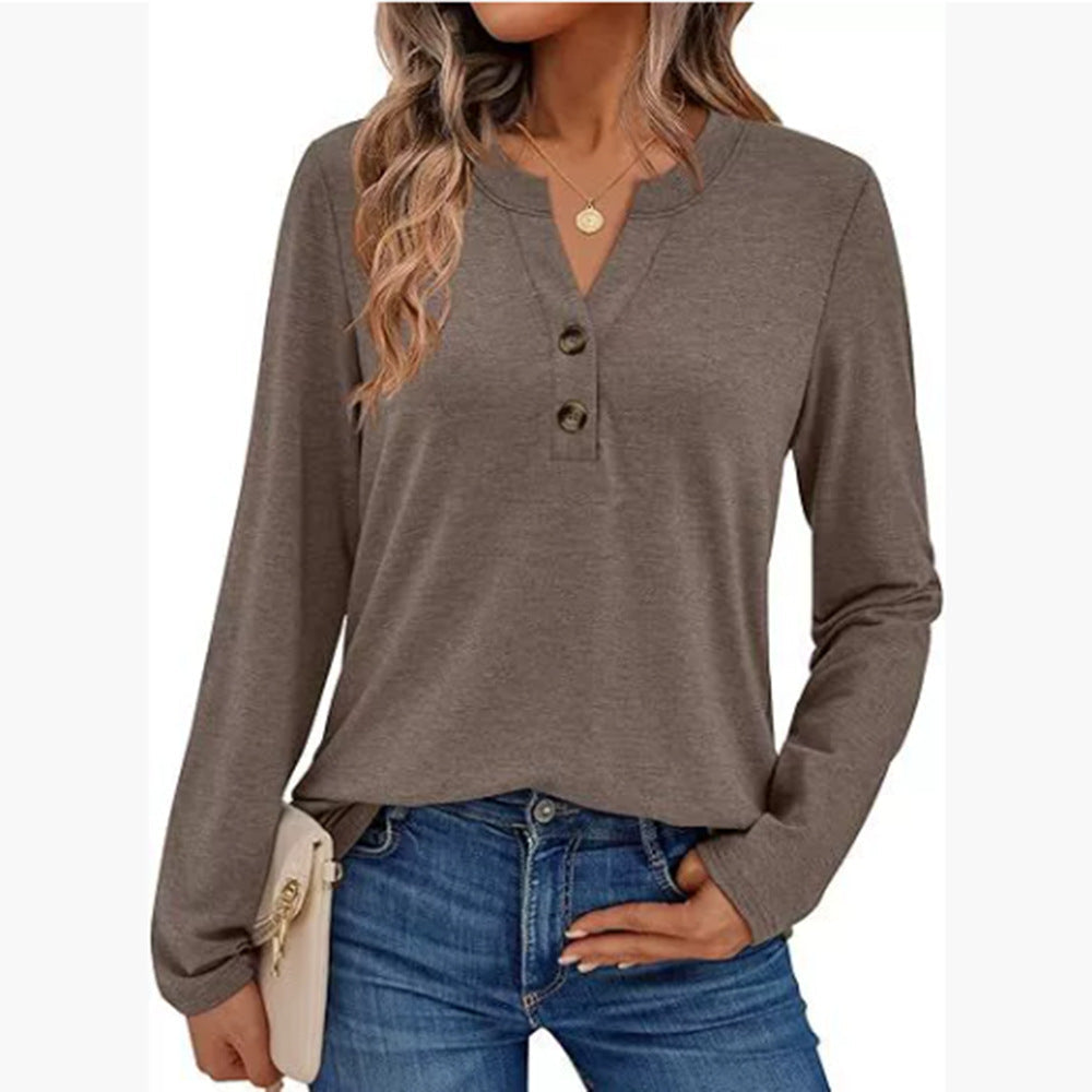 Damen Langarmshirt mit Knopfdetails Krohn-e