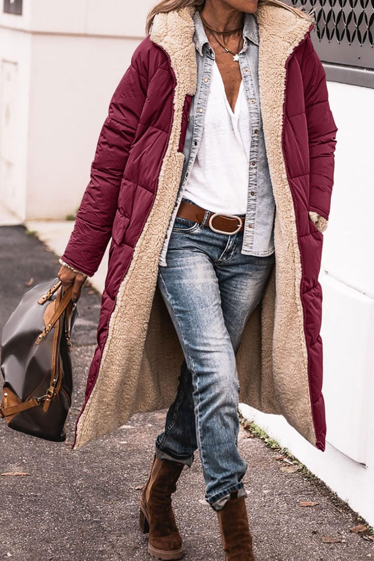 Damen lange Steppjacke mit kuscheligem Innenfutter und großzügiger Passform Krohn-e