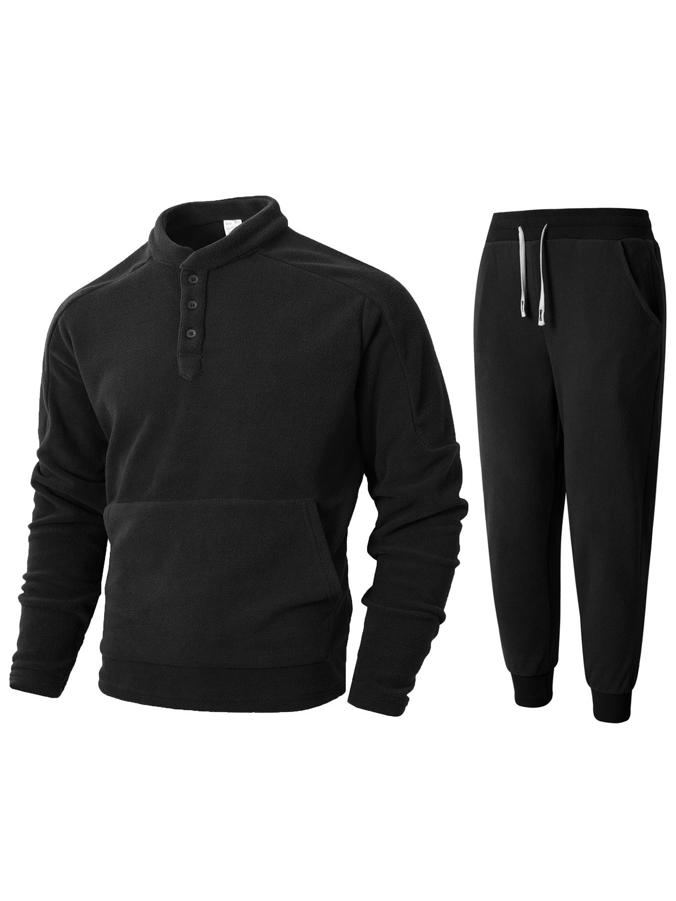 Herren kuscheliges Fleece- Trainingsanzug-Set mit Knopfleiste und praktischen Taschen Krohn-e