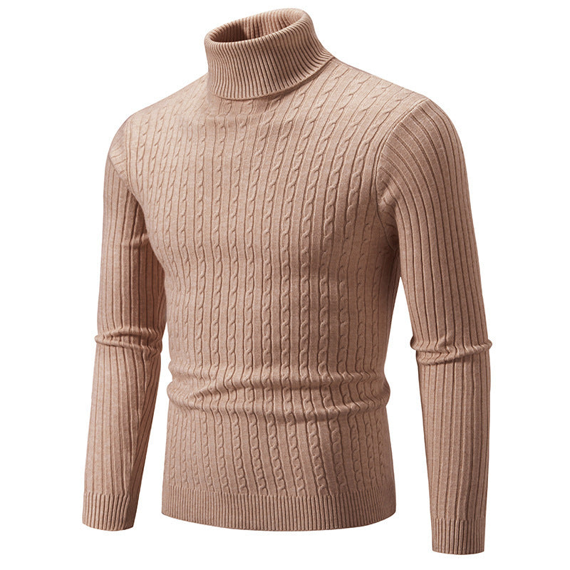 Herren Pullover mit hohem Kragen und strukturiertem Zopfmuster Krohn-e