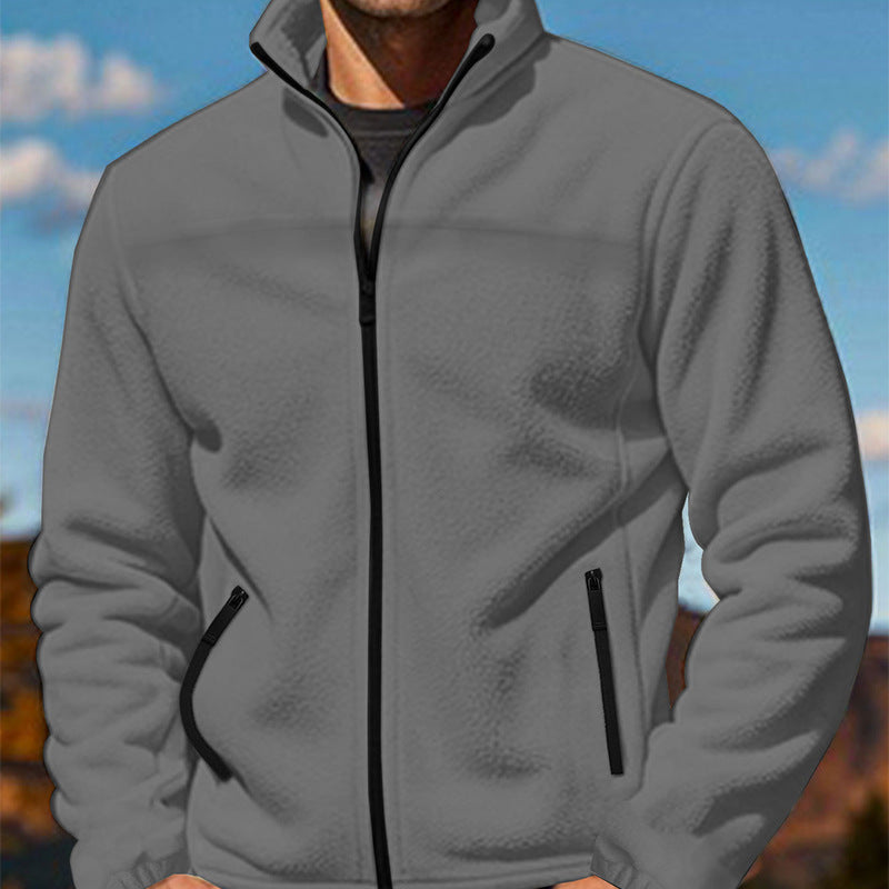 Herren Fleecejacke mit hochschließendem Kragen und Reißverschlusstaschen Krohn-e