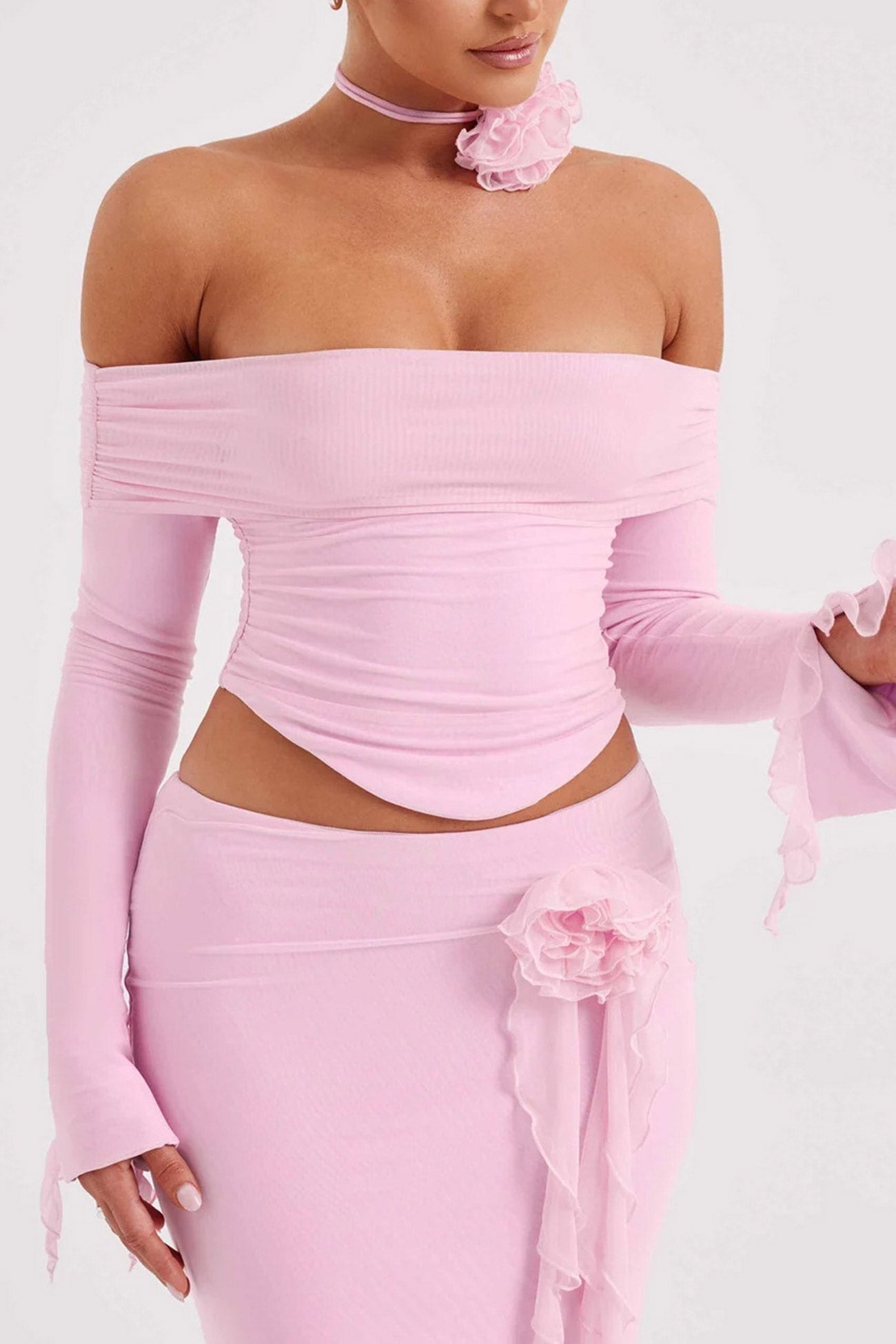 Fudus Blusen und Midi-Röcke mit Blumenband