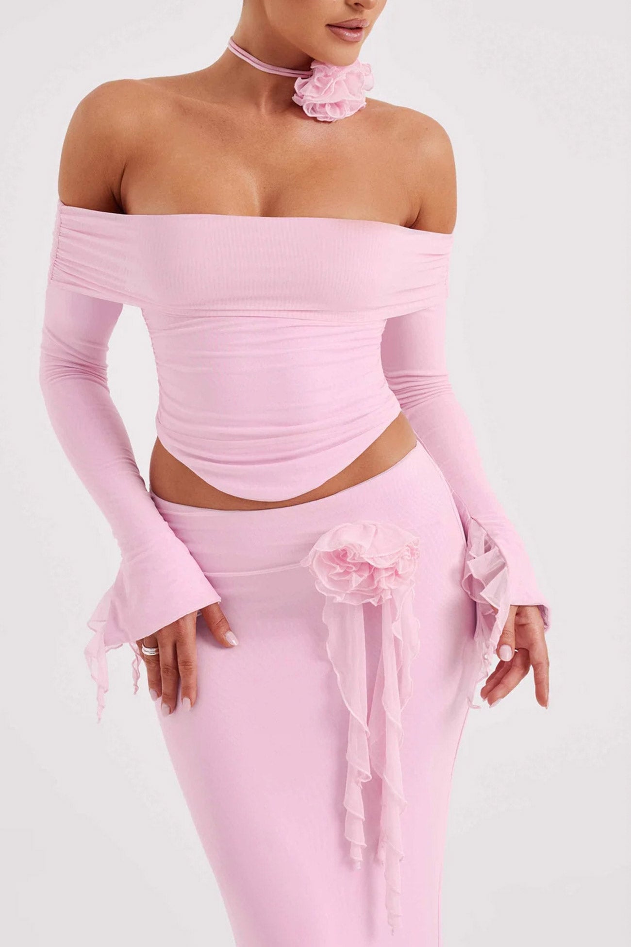 Fudus Blusen und Midi-Röcke mit Blumenband