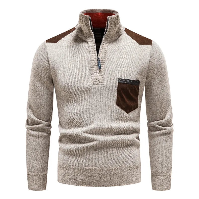 Herrenpullover mit Rollkragen und Reißverschluss