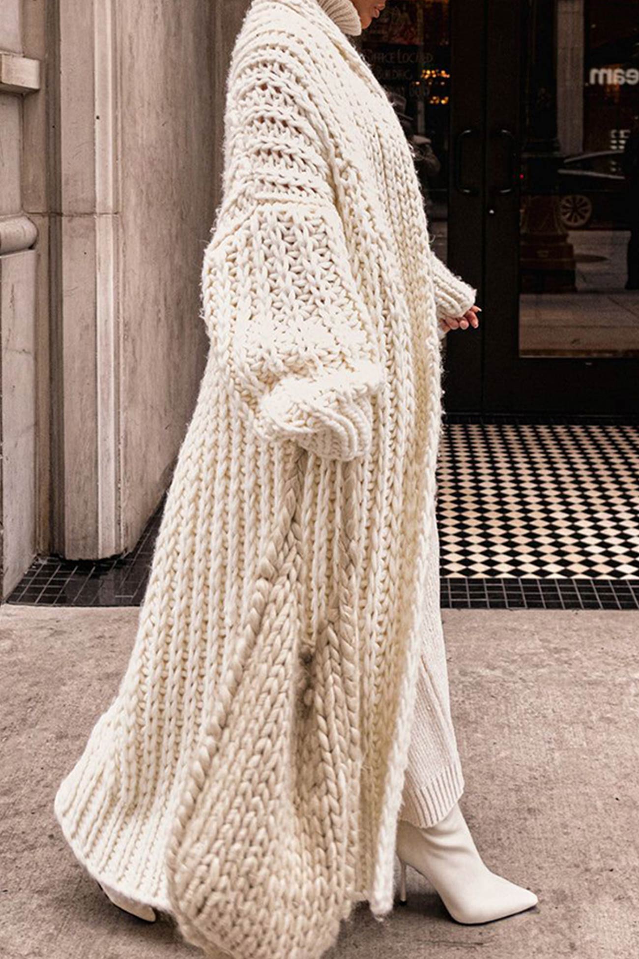 Krohn-e | Damen Lange Gestrickte Strickjacke