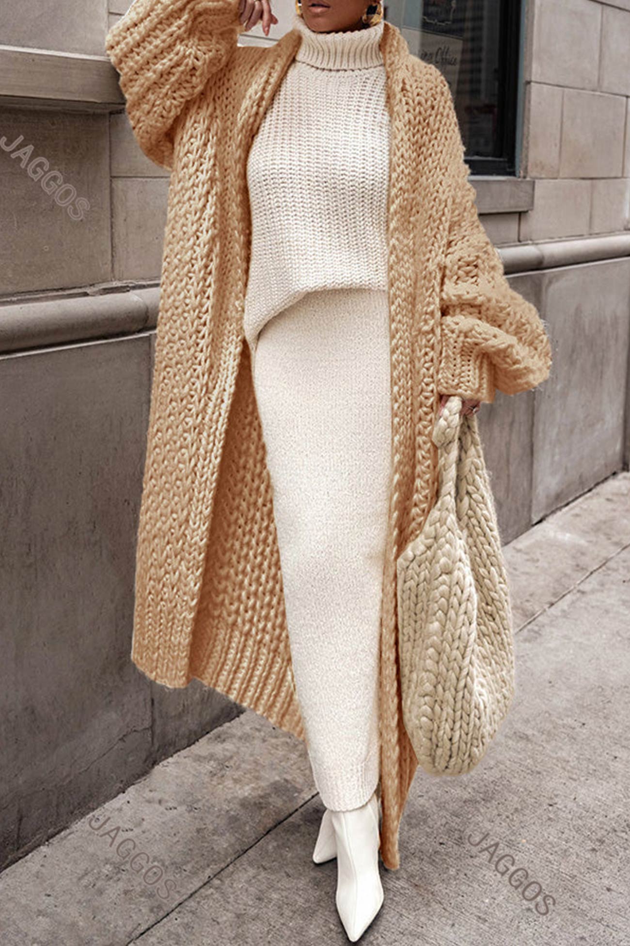 Krohn-e | Damen Lange Gestrickte Strickjacke