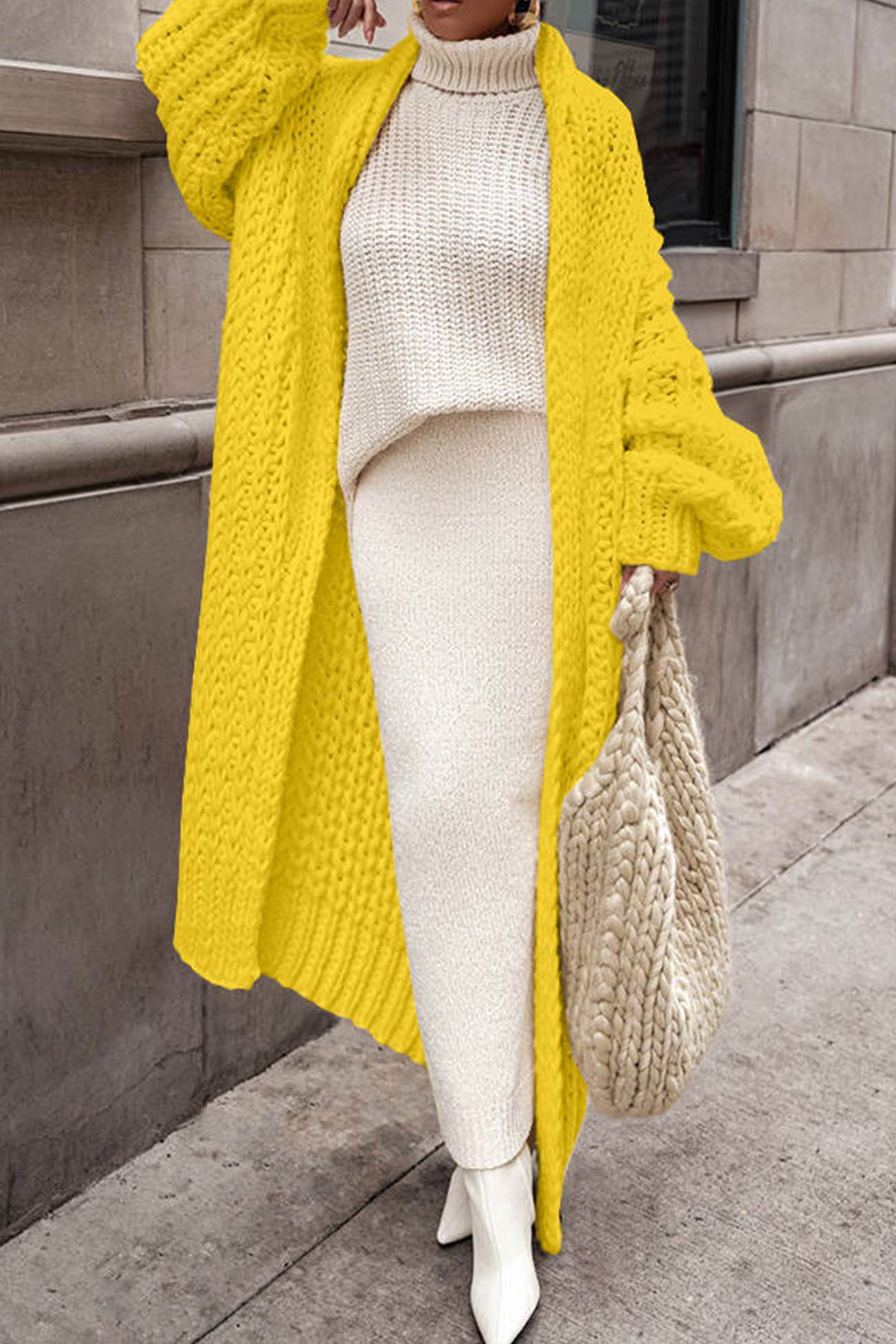 Krohn-e | Damen Lange Gestrickte Strickjacke