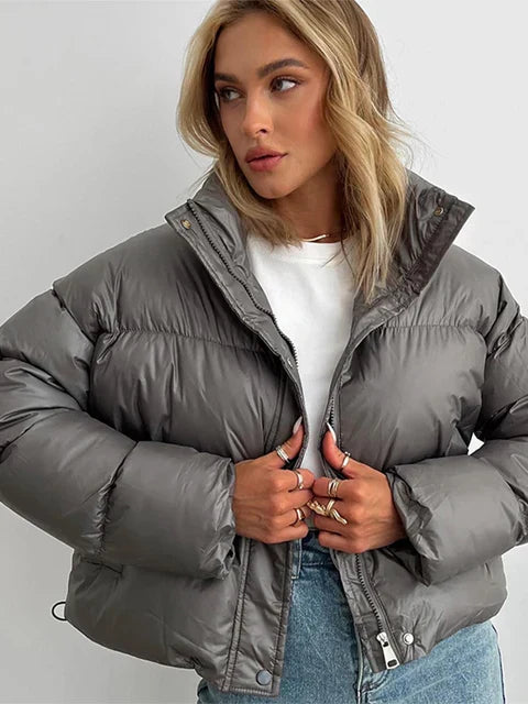 Krohn-e | Pufferjacke - Gepolstert und Kurze Passform - Hoher Kragen - Winddicht und Warm