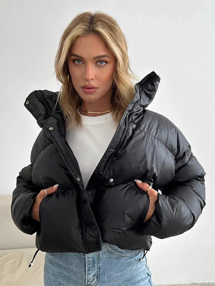 Krohn-e | Pufferjacke - Gepolstert und Kurze Passform - Hoher Kragen - Winddicht und Warm