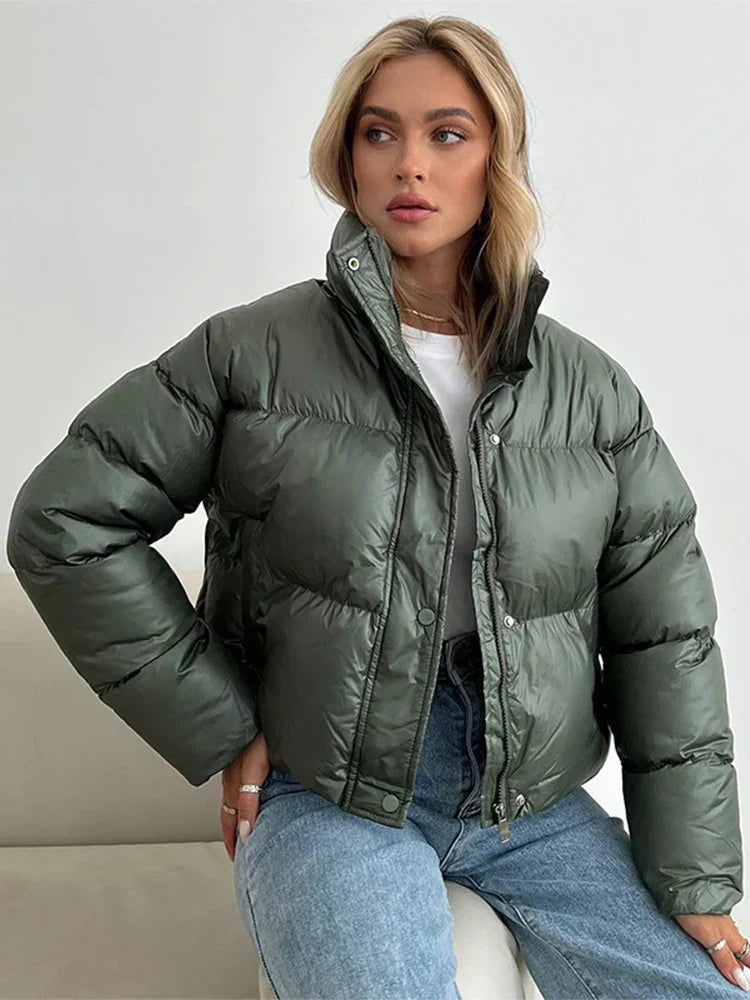 Krohn-e | Pufferjacke - Gepolstert und Kurze Passform - Hoher Kragen - Winddicht und Warm